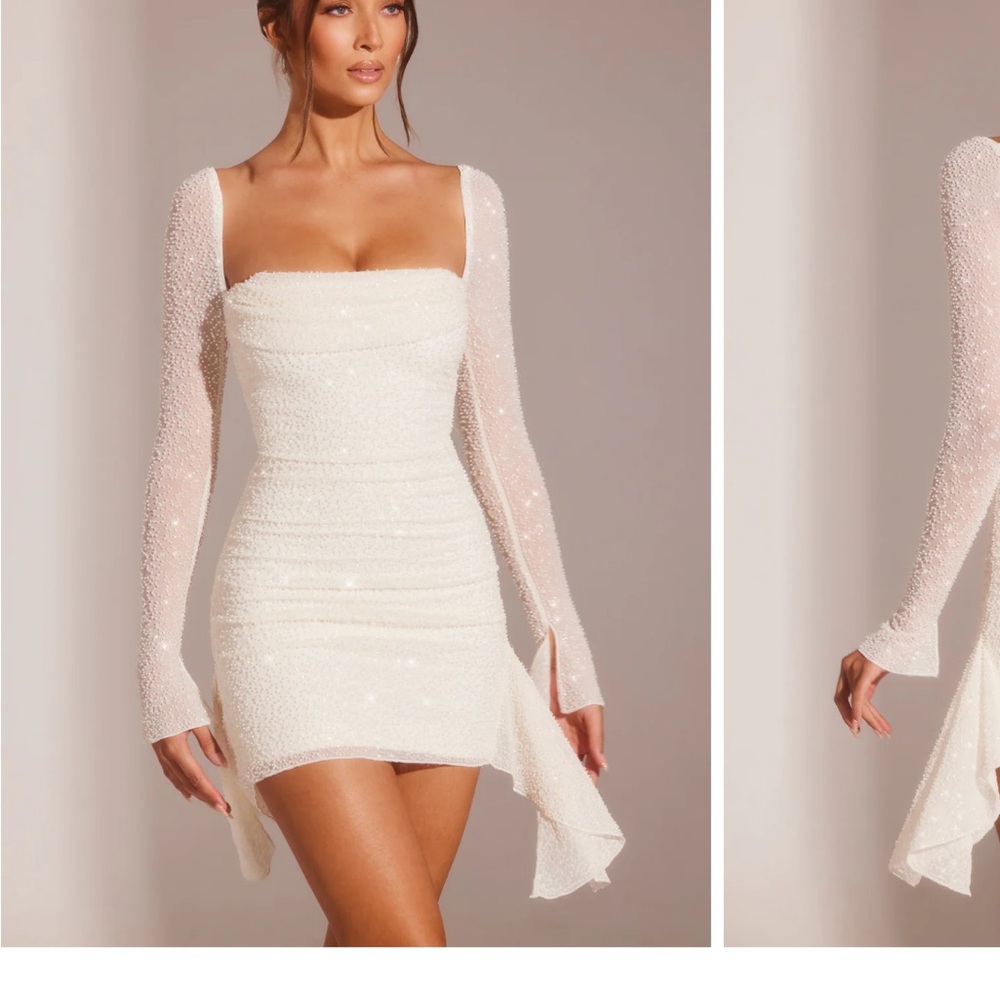 Oh Polly FERRARA White Long-Sleeve Dress